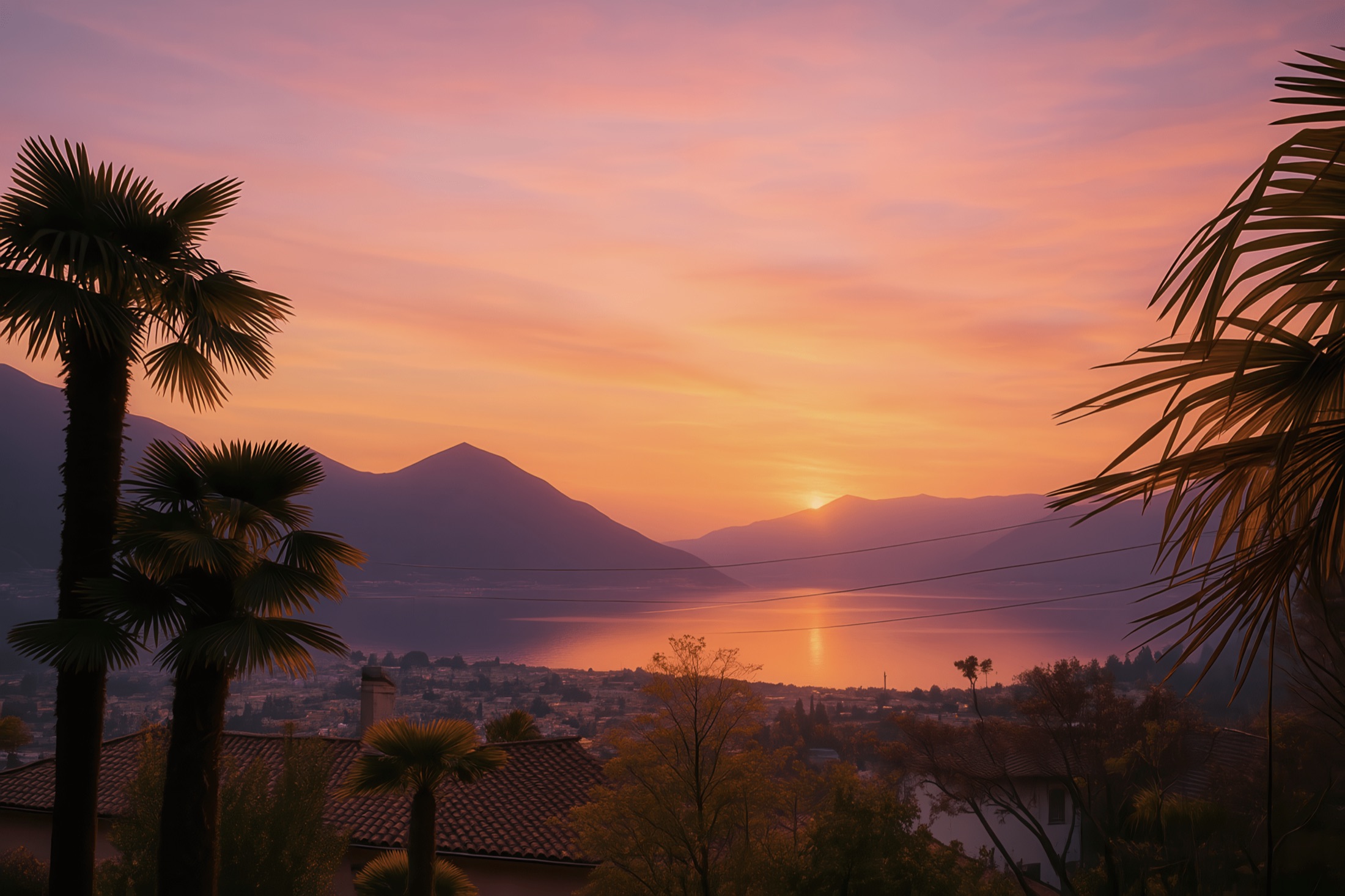 Alba sul Lago Maggiore da Locarno Monti